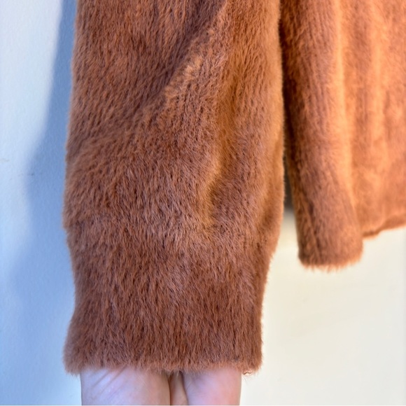 Free People Moonbeam Fuzzy Cozy Light Brown 3/4 Sleeve Sweater Size M - Picture 4 of 9